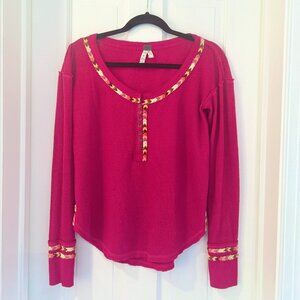 Free People Embroidered Thermal Top --Size XS